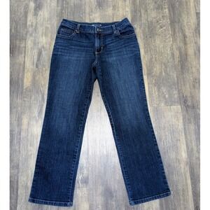 Lee Relaxed Fit Dark Wash Straight Leg Jeans Womens 4 Petite Stretch Denim